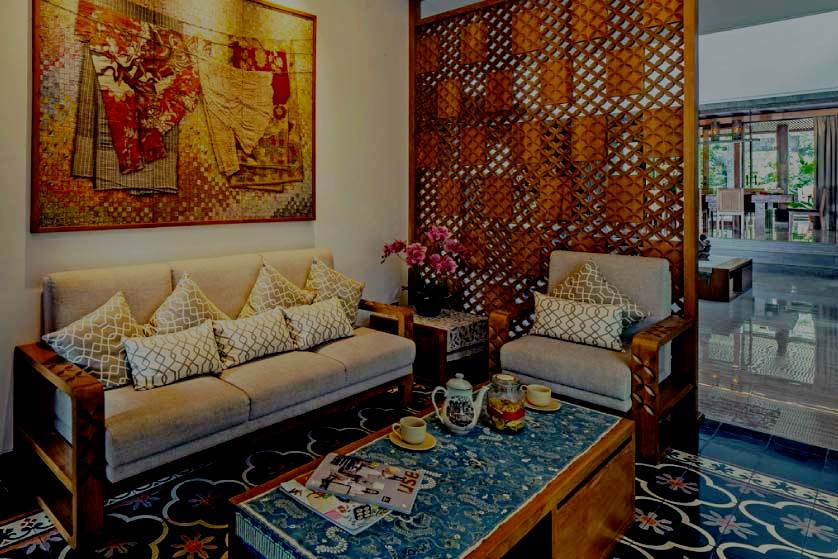 ruang tamu minimalis sederhana bernuansa batik
